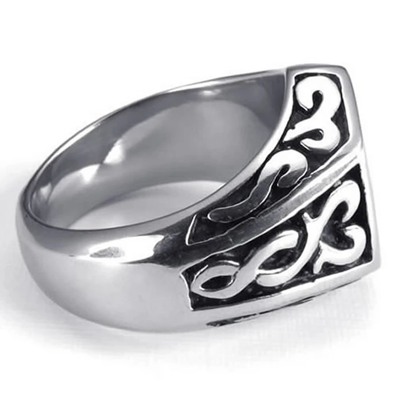 Men's Jewelry Ring Stainless Steel Thors Hammer Silver Black | Украшения и аксессуары