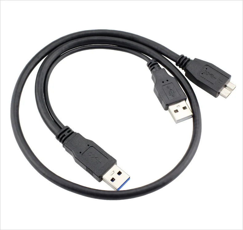 (200 шт./лот) черный 5 Гбит/с Micro B USB 3 0 внешний жесткий диск Y кабель с питания 60 см 1 м 8