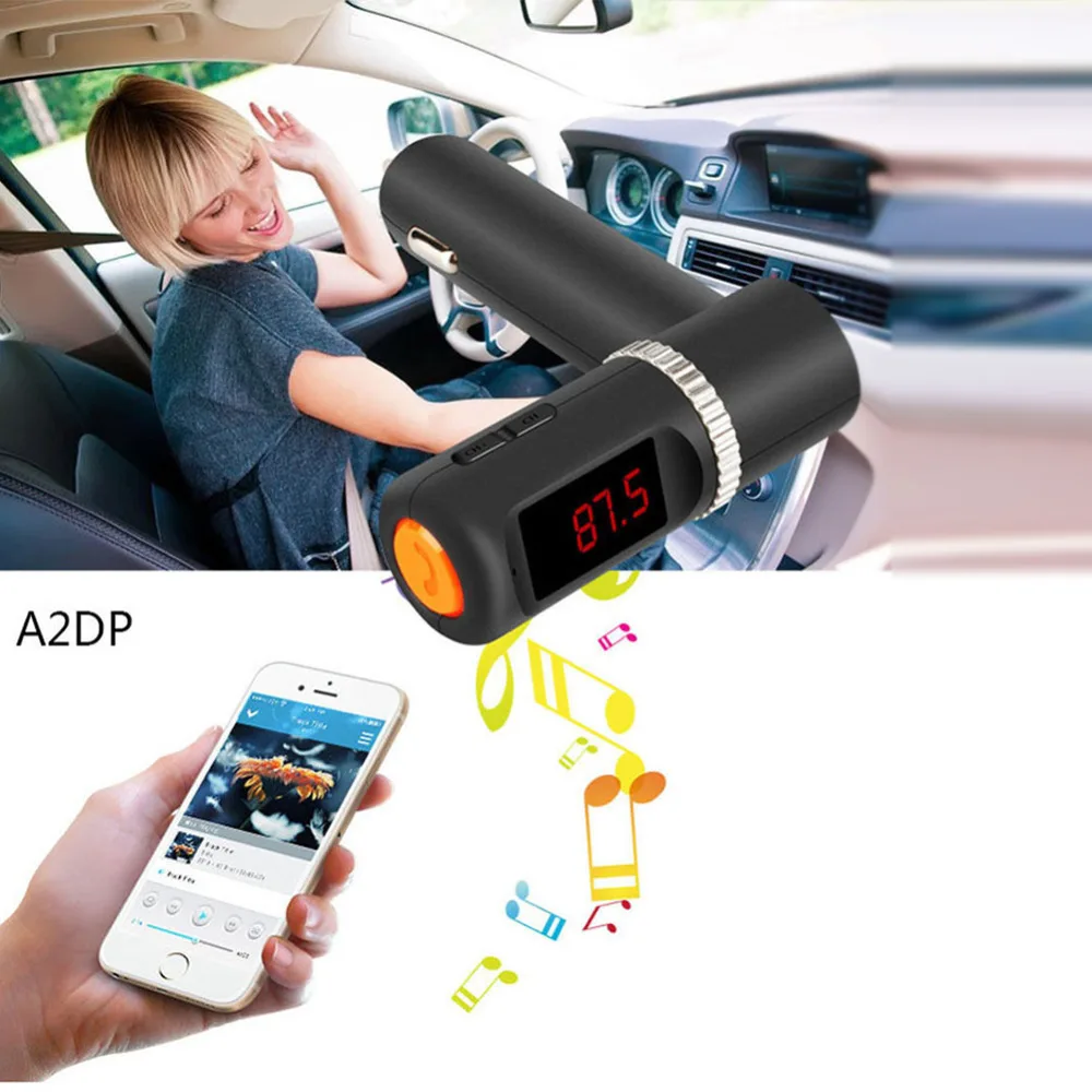 Беспроводное автомобильное зарядное устройство с Bluetooth и двумя USB портами