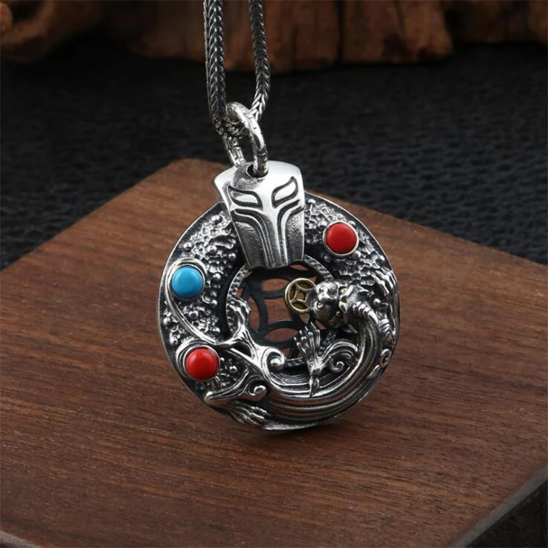 Подвеска из серебра 925 пробы Lucky God beast инкрустированная отвагой с подвеской P139