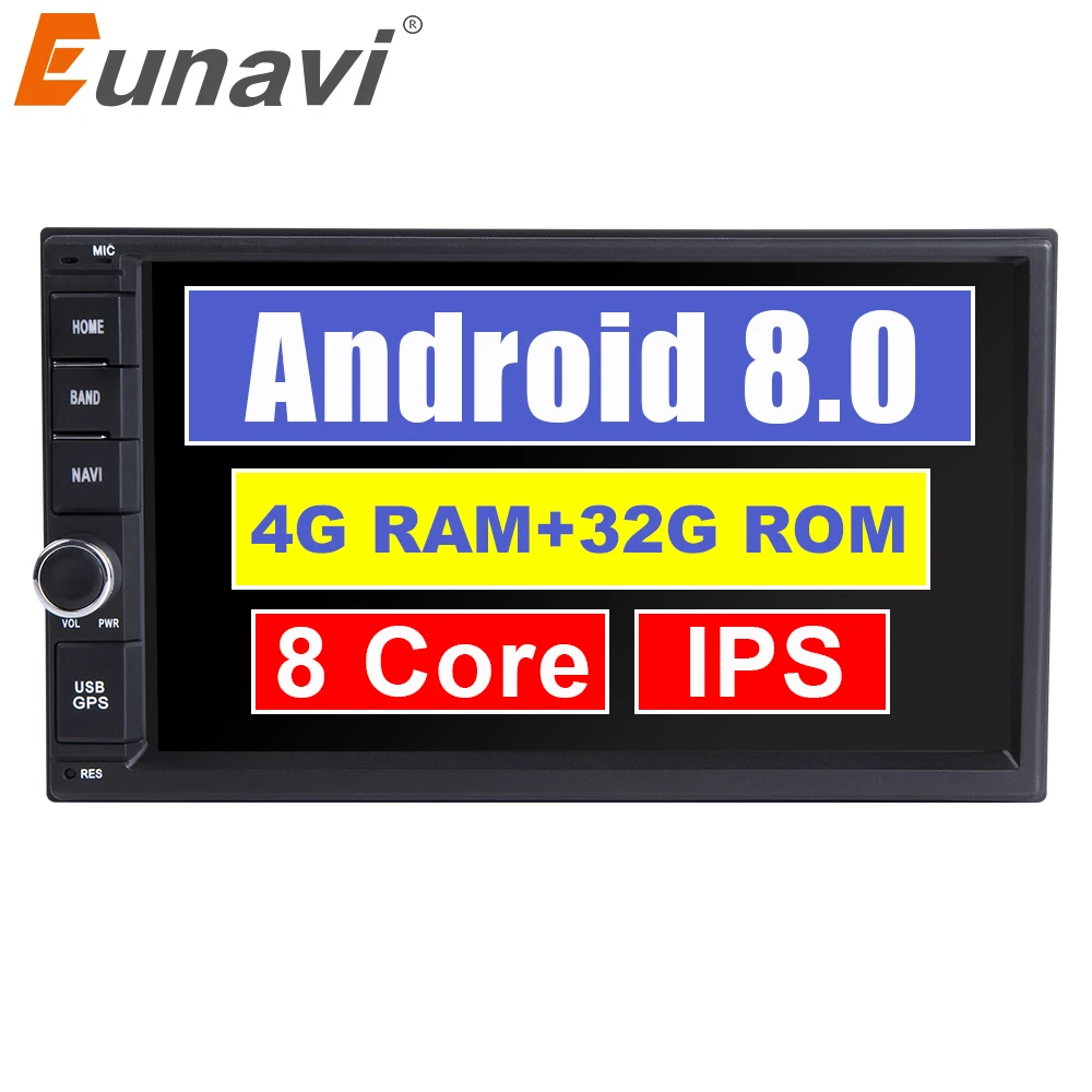 Eunavi двойной 2 Din 7 ''Восьмиядерный Универсальный Android 8 0 4G ram автомобильный Радио
