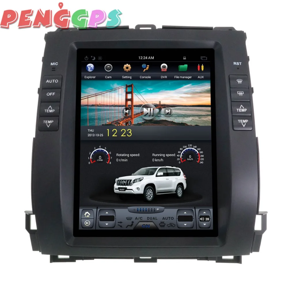 Tesla style Android 9.0 4+64 Car Radio Stereo GPS Navigation For TOYOTA Land Cruiser Prado 2002-2008 no DVD Player Headunit | Автомобили и