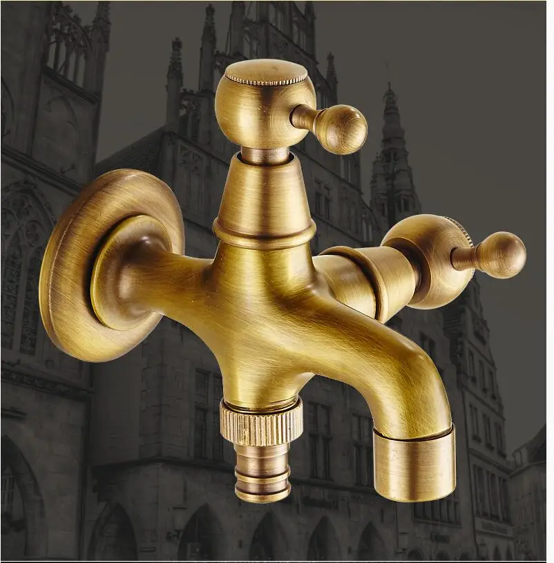 

Antique Brass Finish Laundry Mop pool And Washing Machine Faucet Water Cold Tap Wall Mount Outdoor Garden Bibcock Faucet