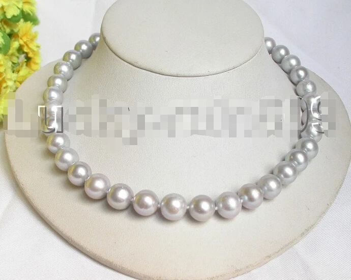 БЕСПЛАТНАЯ доставка&gt&gt&gt&gt Красивый Природный 12 м круглый Серый жемчуг ожерелье