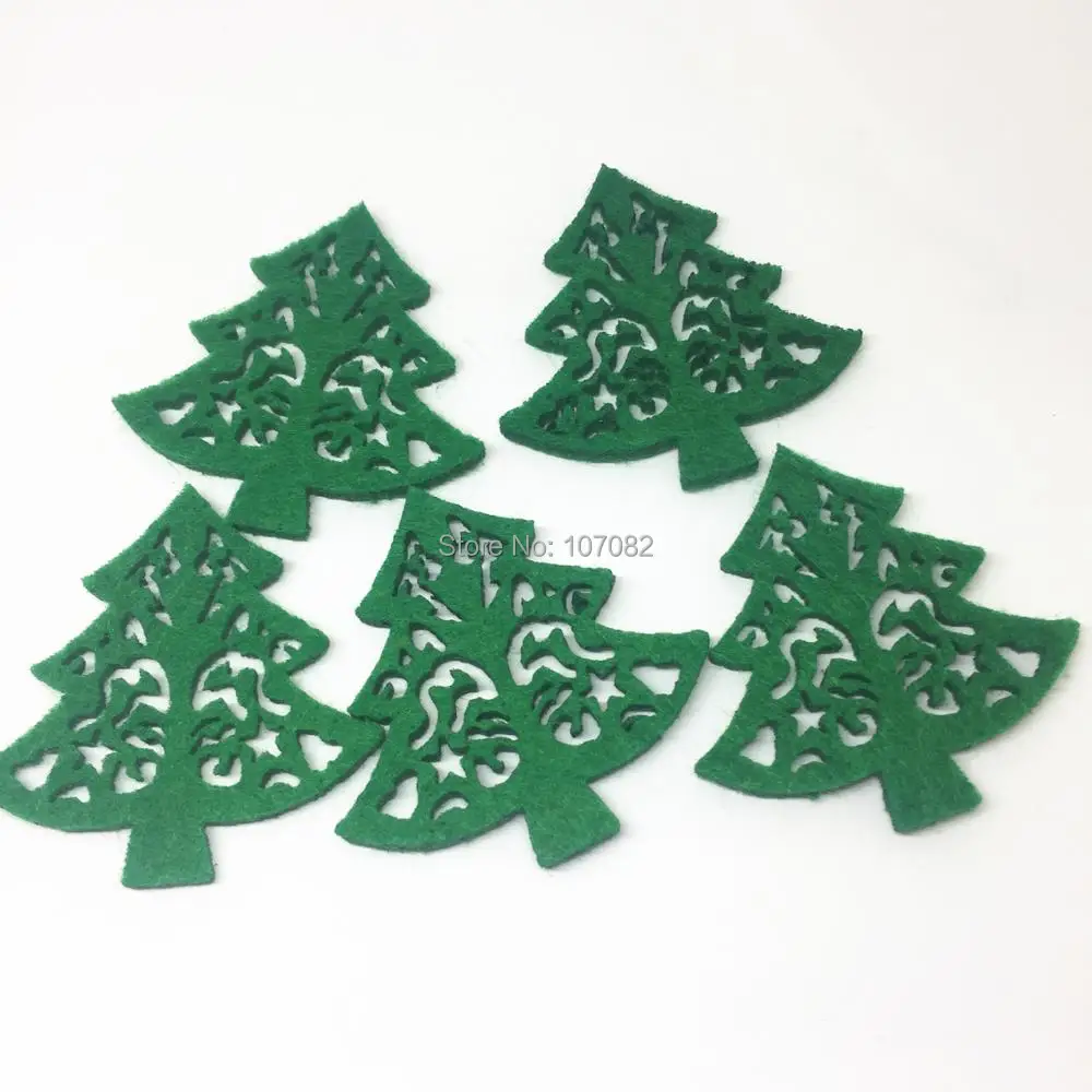 

20pcs 50mm Felt Fabric Green Christmas Tree Embellishments Crafts Home Xmas Tree Decorations Hanging Ornaments