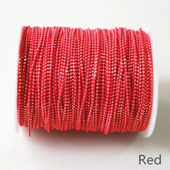 red (Y52) 1 рулон шариковой мерцающей цепи на латуни, 21 цвет, 1,5 мм браслет ожерелье шар цепь, кисточка цепь, анти-тарнихи, высокое качество 100 ярдов - Цвет: red (Y52)