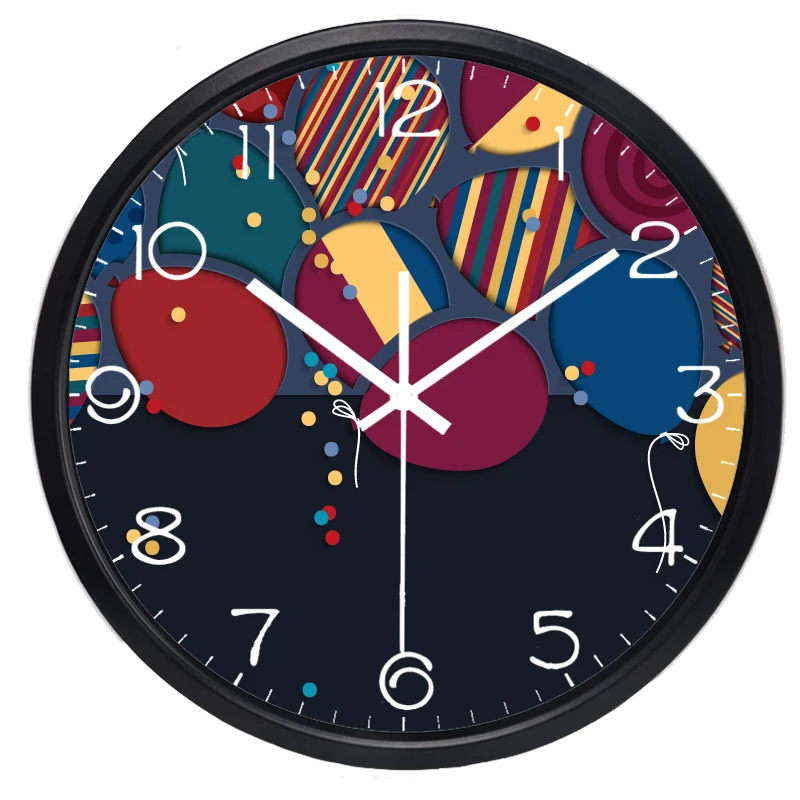 Креативные Мультяшные настенные часы с веселым воздушным шаром стеклянная