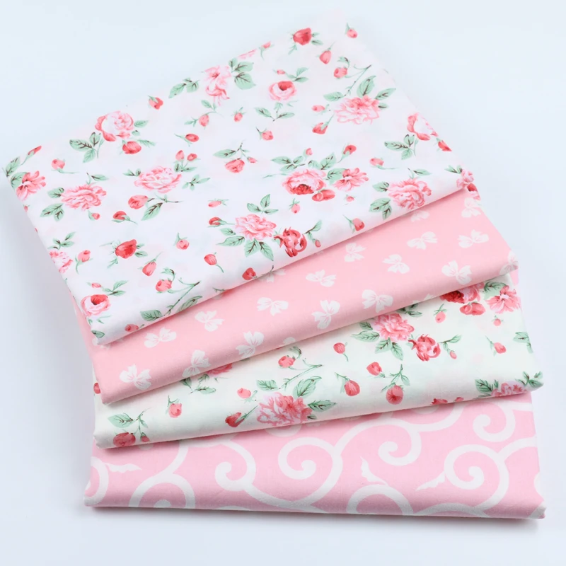 

100% cotton twill texile light pink beige with pink rose bowknot vine fabrics for DIY crib bedding apparel dress quilting decor