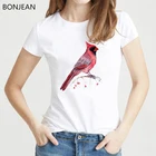 Футболки Женская забавная Футболка с принтом Красного журавляФламингоаиста, женская одежда в стиле Харадзюку, женские футболки, топы