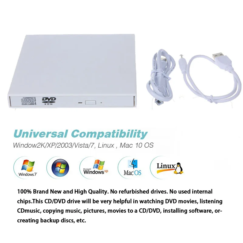 YAHEY 2019 портативный USB 2 0 комбо CD RW записывающий компьютер Внешние оптические диски