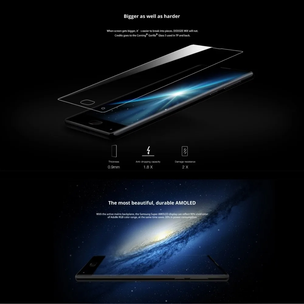 Doogee Mix 5.5 дюймов HD helio P25 смартфон Octa core 4 ГБ Оперативная память 64 Встроенная 8MP + 16mp