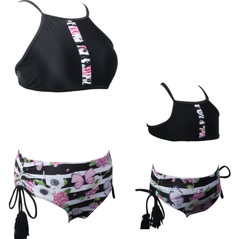 Summer Mom and Daughter Matching Swimsuit Bikinis Sets Floral Mother Dresses Clothes for Family Mommy Me | Мать и ребенок