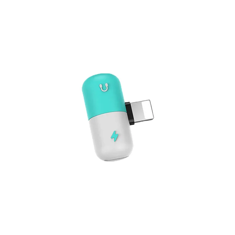 KISSCASE адаптер для iPhone X XS Max XR 7 8 милое зарядное устройство для iPhone зарядка при использовании наушников Cargador Adaptador - Цвет: Green-White