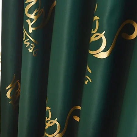 Dark green Современные золотистые блестящие набивные занавески с высоким затенением для гостиной, черные занавески, жалюзи для спальни, обработка окна, 1 панель, T192#4 - Цвет: Dark green