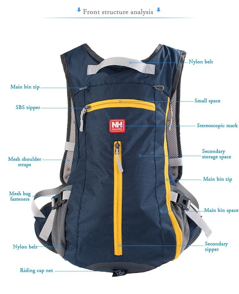 Naturehike NH15C001-B рюкзак для велоспорта, рюкзак, рюкзак, встроенный шлем, Сетчатая Сумка для кемпинга, пешего туризма, путешествий