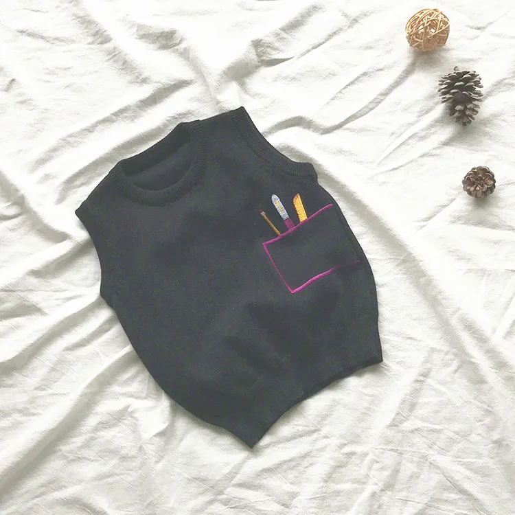 Детский Повседневный Стильный вязаный жилет свитер без рукавов для мальчиков