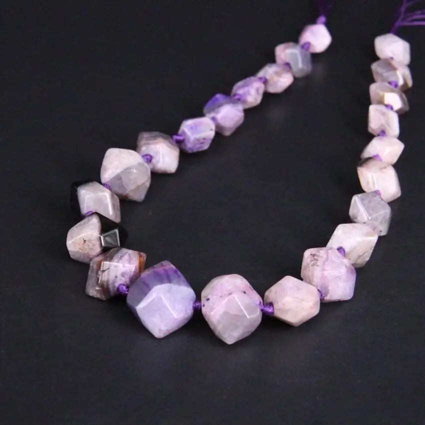 

15.5"/strand Purple Raw Crack Agates Drusy Faceted Nugget Loose Beads,Natural Onxy Geode Gems Graduated Pendants Jewelry Making