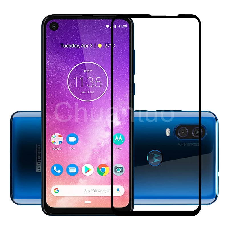 Защитная пленка с полным покрытием экрана для Motorola One Vision устойчивая к царапинам