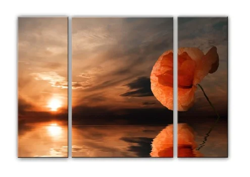 3 панели современный холст художественный цветок на морской поверхности печать