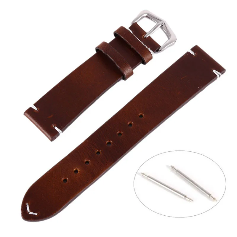 

18 20 22mm Man Women Handmade Leather Brown Black Wrist Watch Band Strap Belt Watchbands