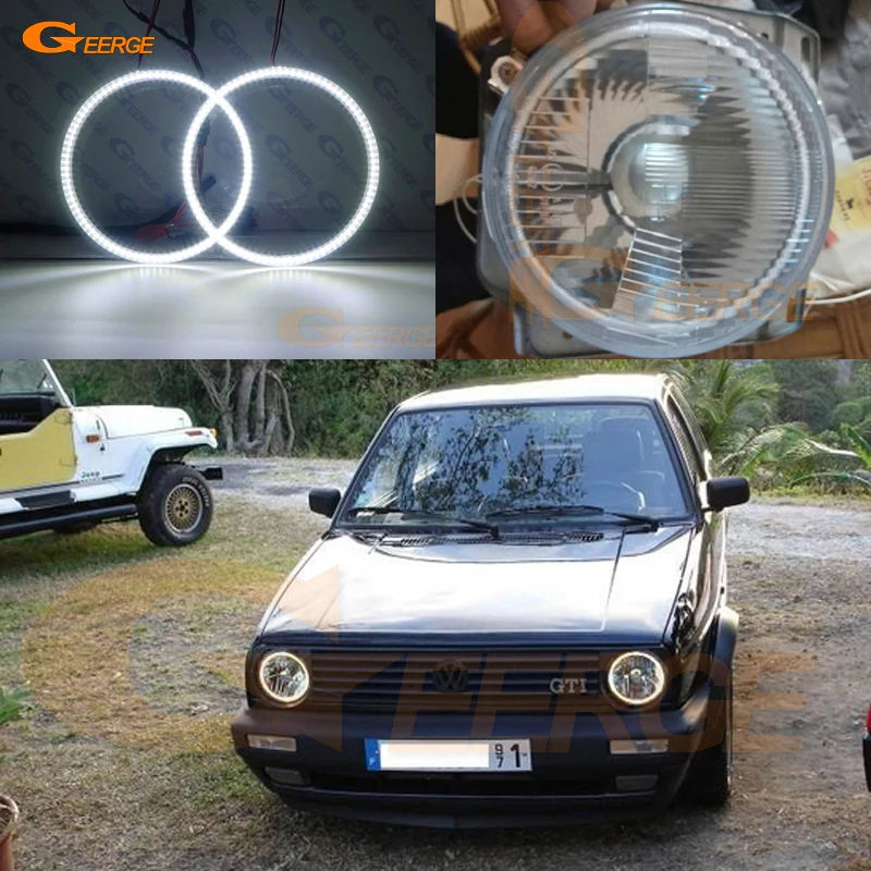 Для Volkswagen VW Golf Mk1 Mk2 GTI евро головной светильник smd комплект светодиодов «глаза ангела» Дневной светильник отличное Ультра яркое освещение DRL