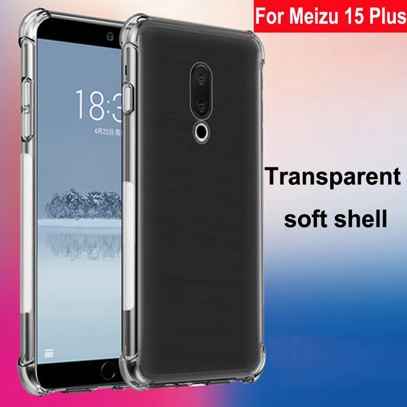 Ultra thin Clear Transparent TPU Silicone Case Capa For Mei zu 15 Plus Protect Rubber Phone Cases ForMe izu 15Plus Cover shell