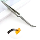 Зажим для наращивания ресниц из нержавеющей стали, Изогнутый пинцет, средство для удаления кутикулы, инструменты для украшения ногтей