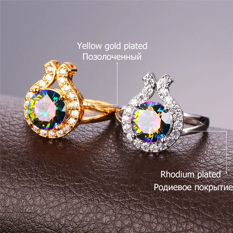 U7 Big Crystal Ring Silver/Gold Color Fashion Jewelry Luxury AAA Cubic Zirconia Wedding Rings For Women Gift Party R419 | Украшения и