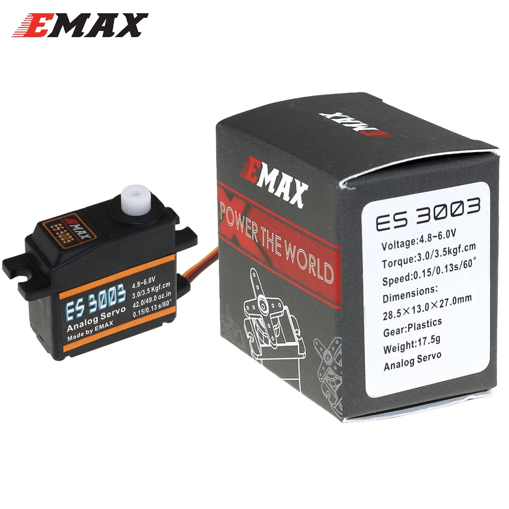 EMAX ES3003 17g 4 8 V 6 0 металла Шестерни Аналоговый сервопривод совместим с Futaba JR для RC FPV