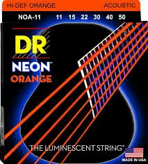 

DR K3 Hi-def Neon Orange Luminescent Acoustic Guitar Strings, Custom Light 11-50 or Light 12-54