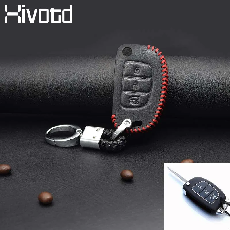 Red Key Hivotd для hyundai creta ix25 кожаный чехол для ключей автомобиля аксессуары автомобильный брелок Защита оболочки внутренние части отделка автомобильный Стайлинг - Название цвета: Red Key
