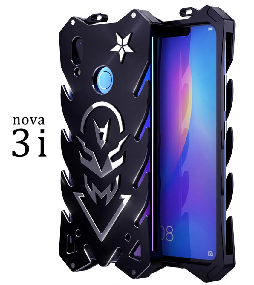 Black Huawei nova 3i Zimon Роскошный Thor Heavy Doom Duty Armor Металлический Алюминиевый противоударный чехол для телефона с ЧПУ для huawei nova 3i чехол 6,3" - Цвет: Black