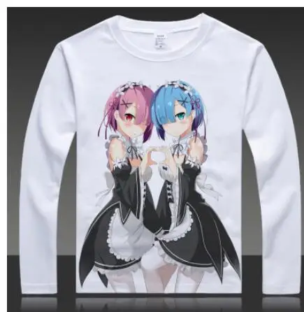 Костюм для косплея по мотивам аниме Re:Zero: kara Hajimeru Isekai Seikatsu Rem ram футболка с длинным