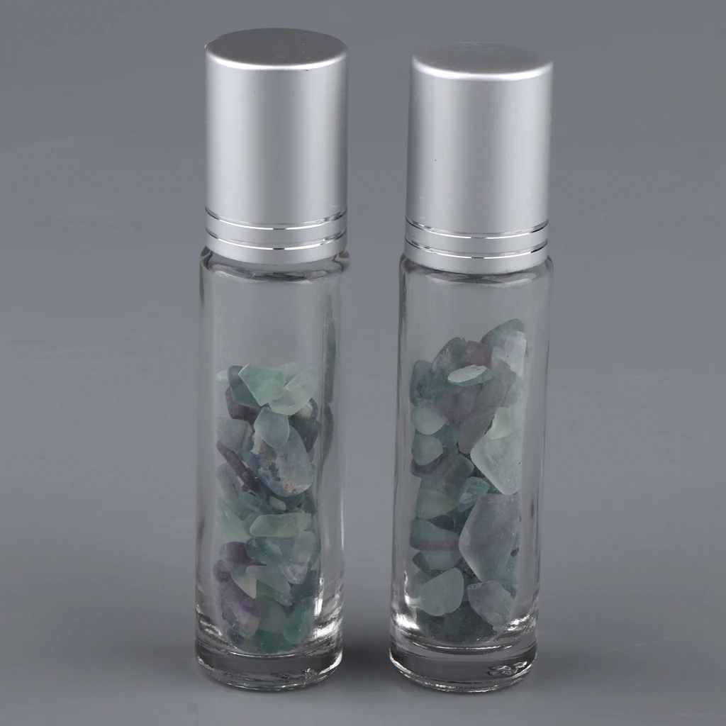 Jade-like Stone Набор из 2 шт. 10 мл эфирных масел пустая бутылка с раздельным смешанным кристаллическим камнем красочный многоразовый рулон на бутылках - Цвет: Jade-like Stone