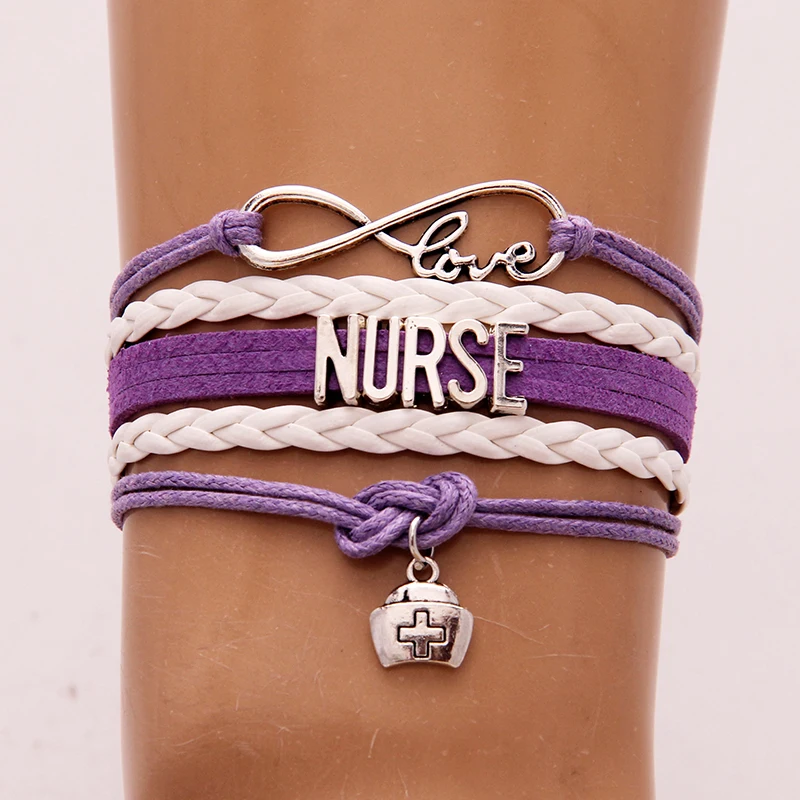 Браслет с надписью nurse Infinity Love плетеный кожаный браслет для медсестры