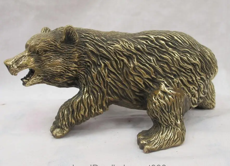 Chinese Folk Copper carving Brown Bear Family Decor art Statue | Дом и сад