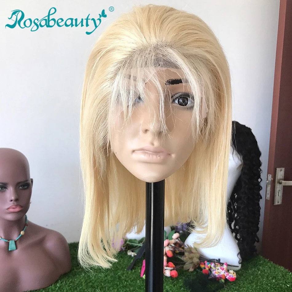 Rosabeauty 613 блондинка прямые короткие синтетические волосы на кружеве человеческие - Фото №1