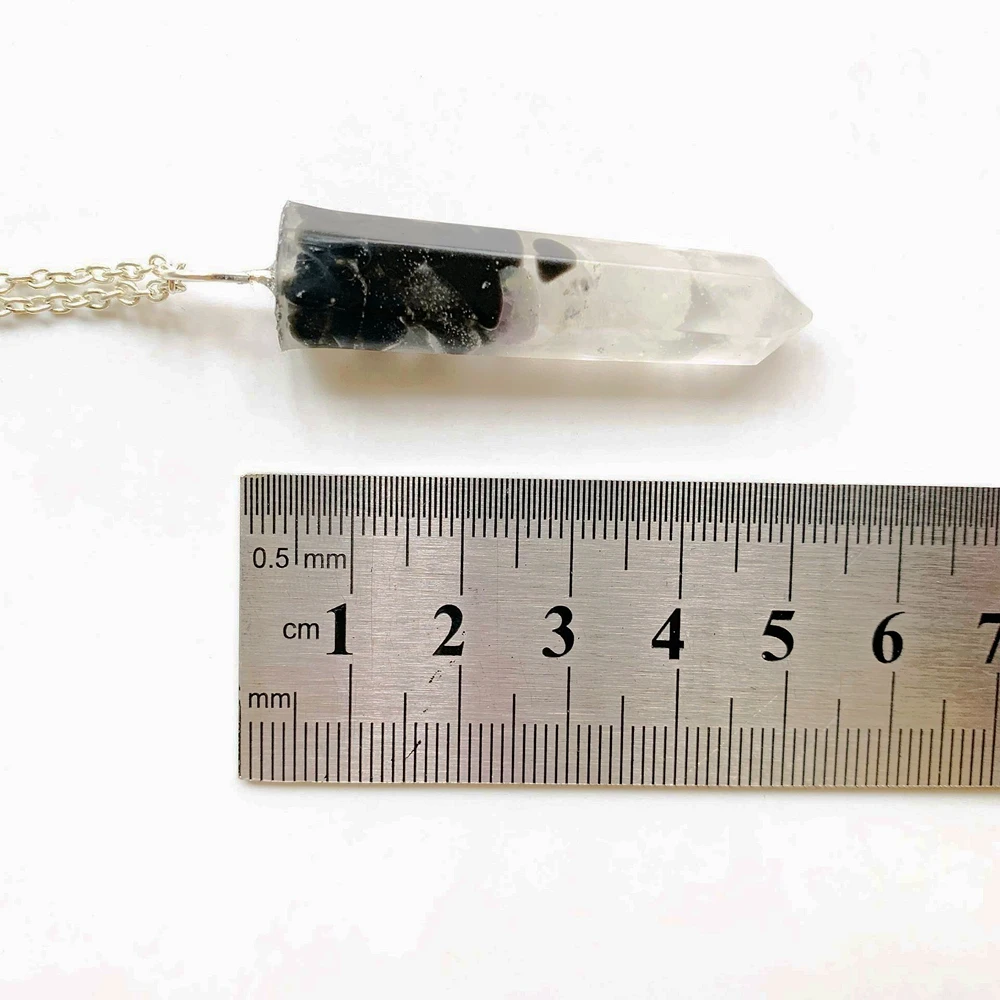 Прозрачный кварцевый черный обсидиан точка кулон Смола каменная крошка подвеска