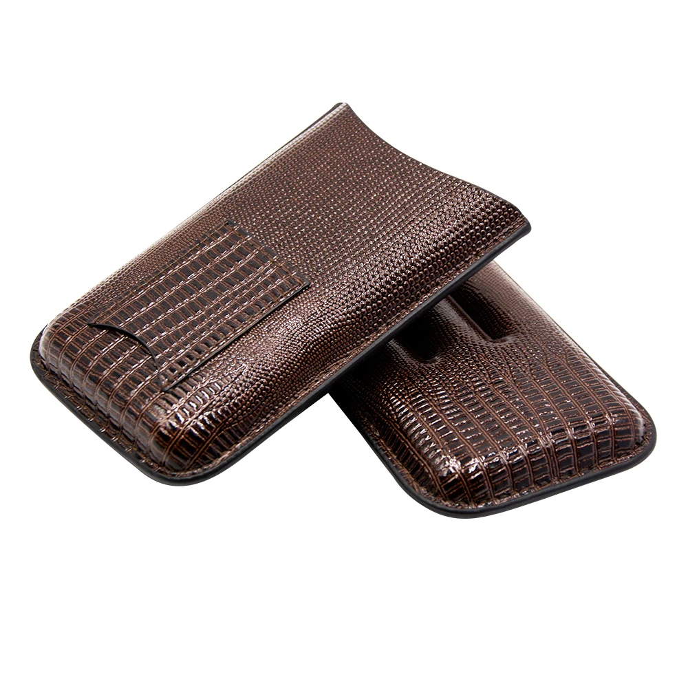 Дорожный портативный коричневый кожаный чехол с принтом аллигатора без барьера