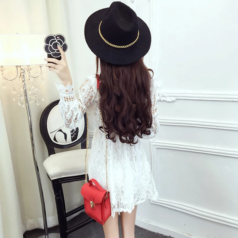 spring style Women's Clothing hollow out sexy lace dress fashion woman balck perspective party dresses vestidos femininos new | Женская
