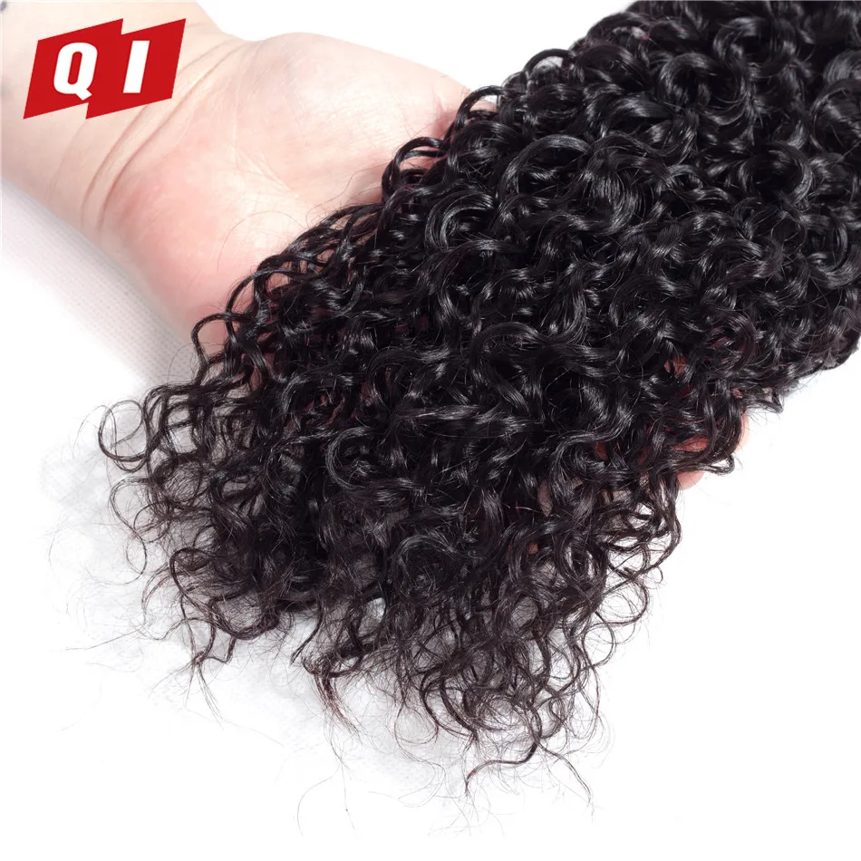 QI волос предварительно Цветной странный вьющиеся 100% натуральные волосы 3 Связки