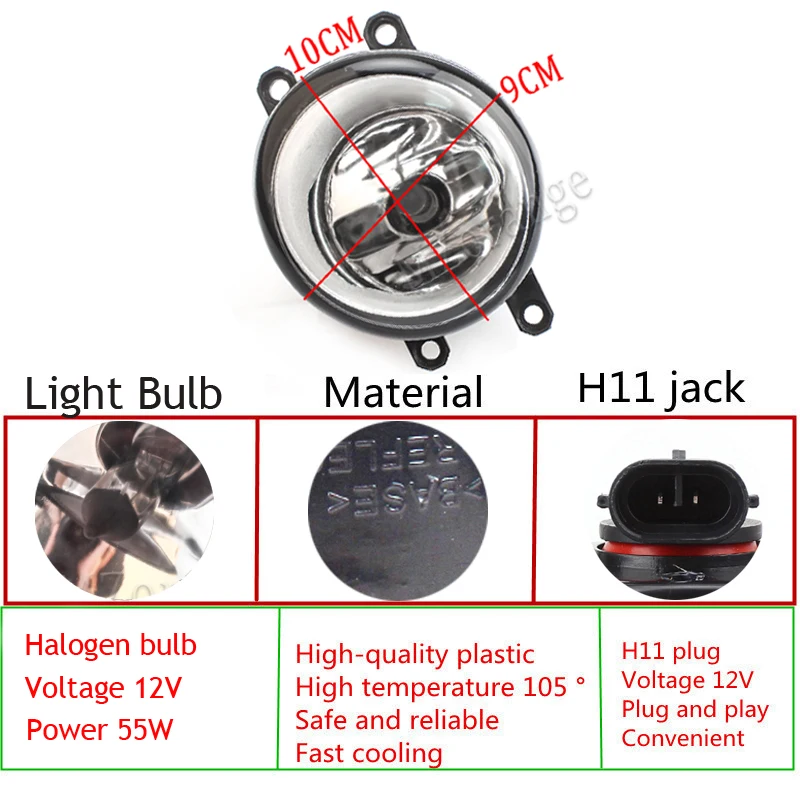 

Headlights Grille chrome Cover Front Bumper Fog Light For Toyota Corolla 2007 2008 2009 2010 Bezel Grille Cover Switch H11