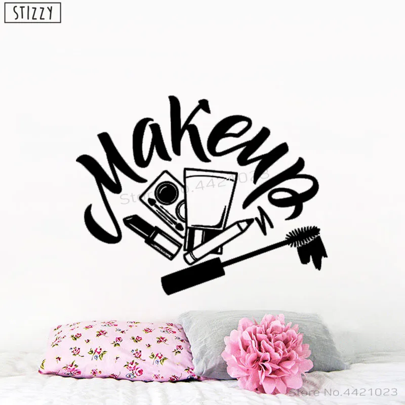 STIZZY Wall Decal Creative Woman Face Beauty Salon Vinyl Stickers Makeup Removable Window Logo Decor Cosmetic Art Mural C81 | Дом и сад