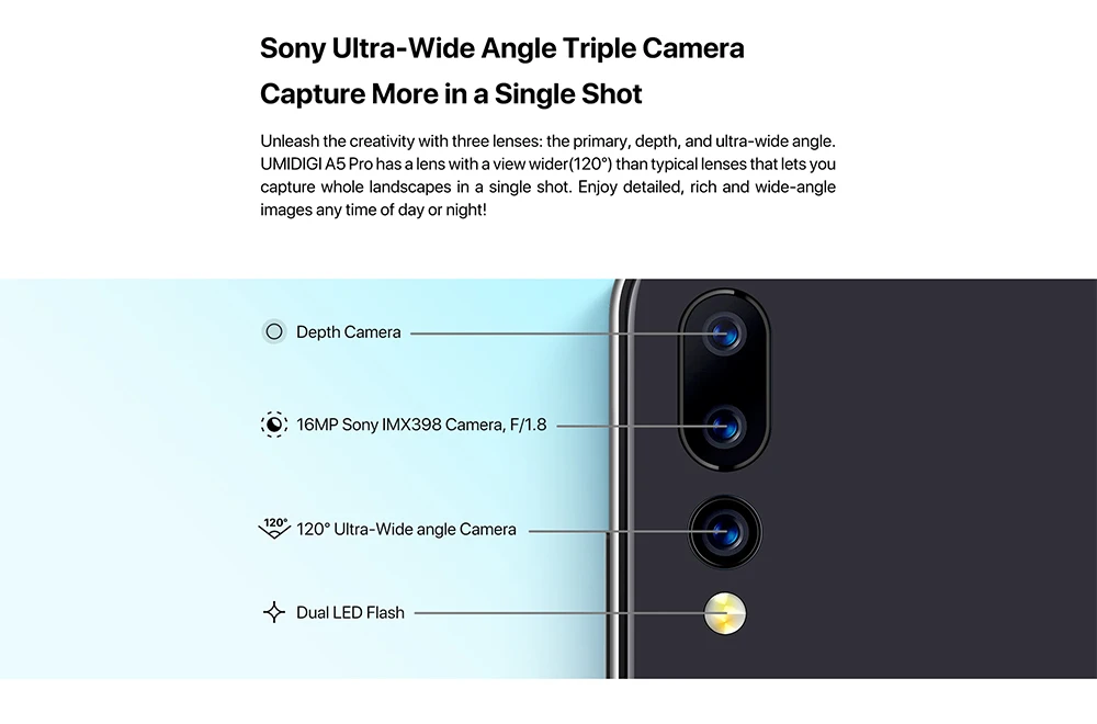 UMIDIGI A5 PRO Android 9,0, глобальная камера 16 МП, четыре ядра, FHD экран 6,3 дюйма+ капля воды, 4150 мАч, 4 Гб+ 32 ГБ, мобильный телефон