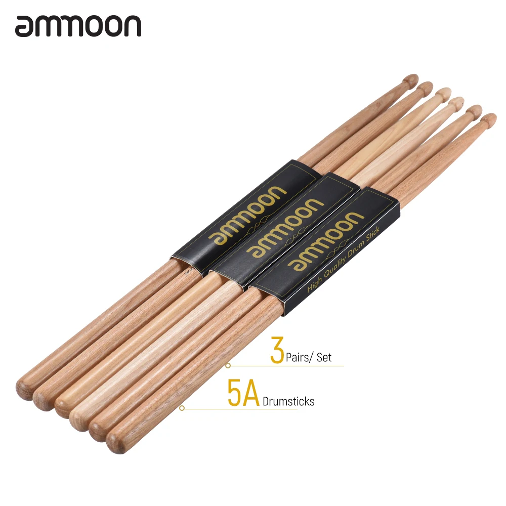 Деревянные барабанные палочки ammoon 3 пары 5A/ 7A набор барабанных палочек из