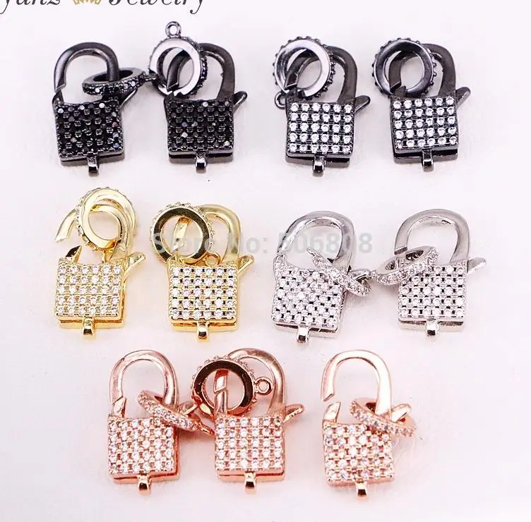Mix Colors 10 шт. ZYZ324-9778 CZ микро проложить Квадратный замок Омаров коготь застежка, кубический цирконий Застежка/Соединительный разъем, ювелирные изделия фитинги - Цвет: Mix Colors