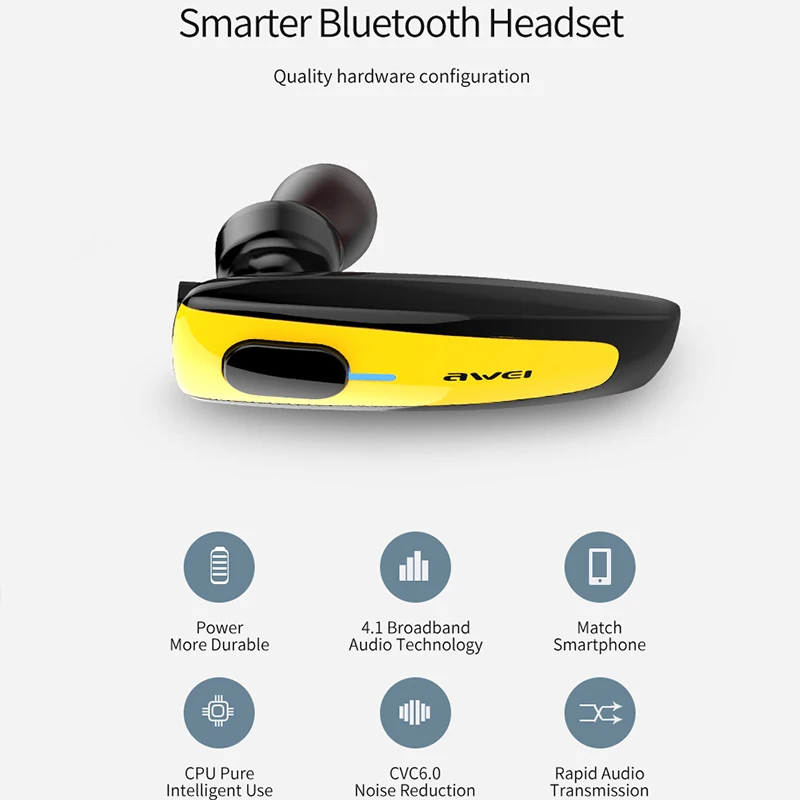 Наушники вкладыши AWEI N3 односторонний Bluetooth гарнитура для вождения мини true