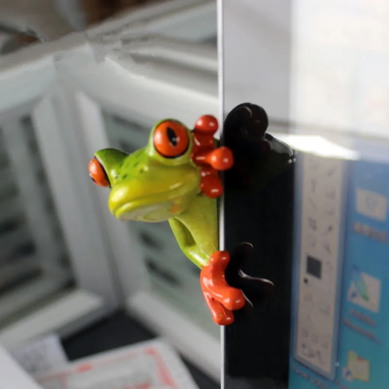 2pcs/set Funny Frog Statue 3D Computer Sticker Cute Figurine Ornament Animal Resin Craft Home Decor | Дом и сад