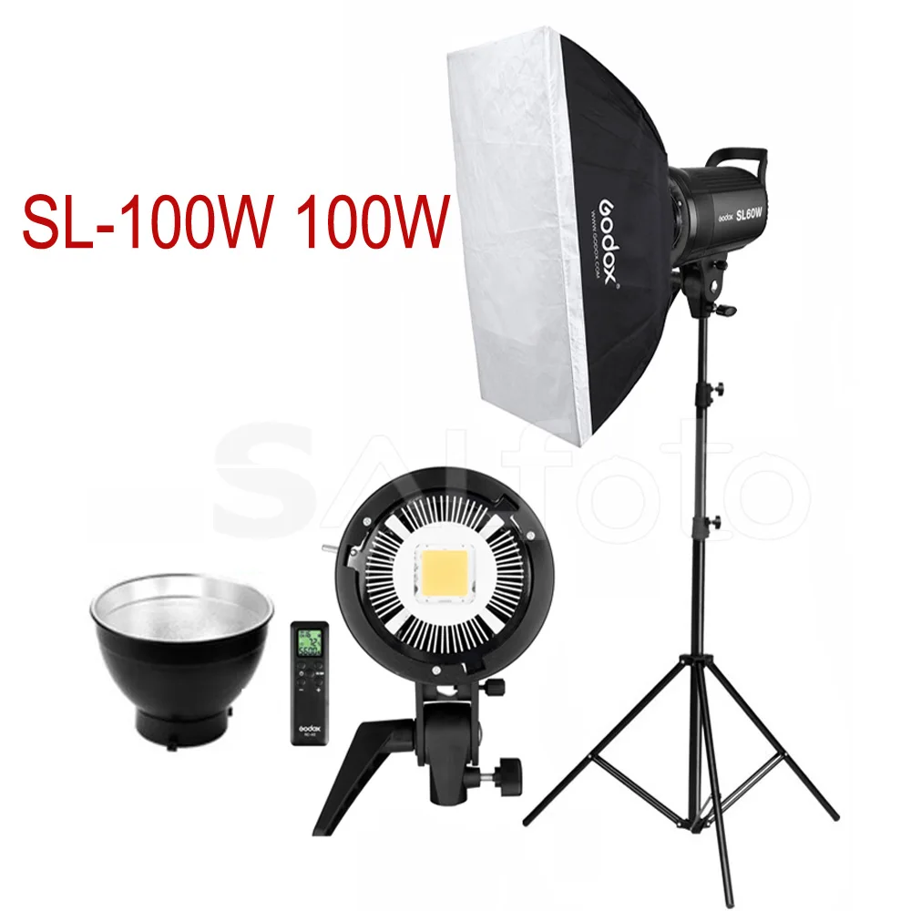 Godox SL-60W SL-100W SL-150W SL-200W светодиодный видео свет 60*90 см софтбокс 2,8 метровая подставка комплект 5600 K SL60W SL100W SL150W SL200W освещение - Цвет: Черный