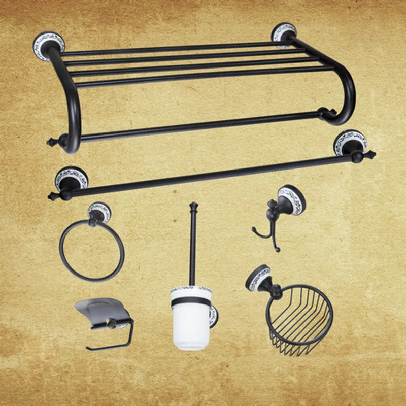 

Hello Wall Mounted Oil Rubbed Bronze B5142 Bathroom Shelf Toilet Brush Holder Towel Ring Paper Holder Bathroom Accessories
